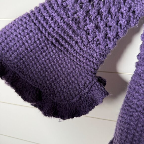 Maria Di Ripabianca Cashmere Purple Ruffle Open Cardigan Made in Italy Size 6 - Picture 8 of 11